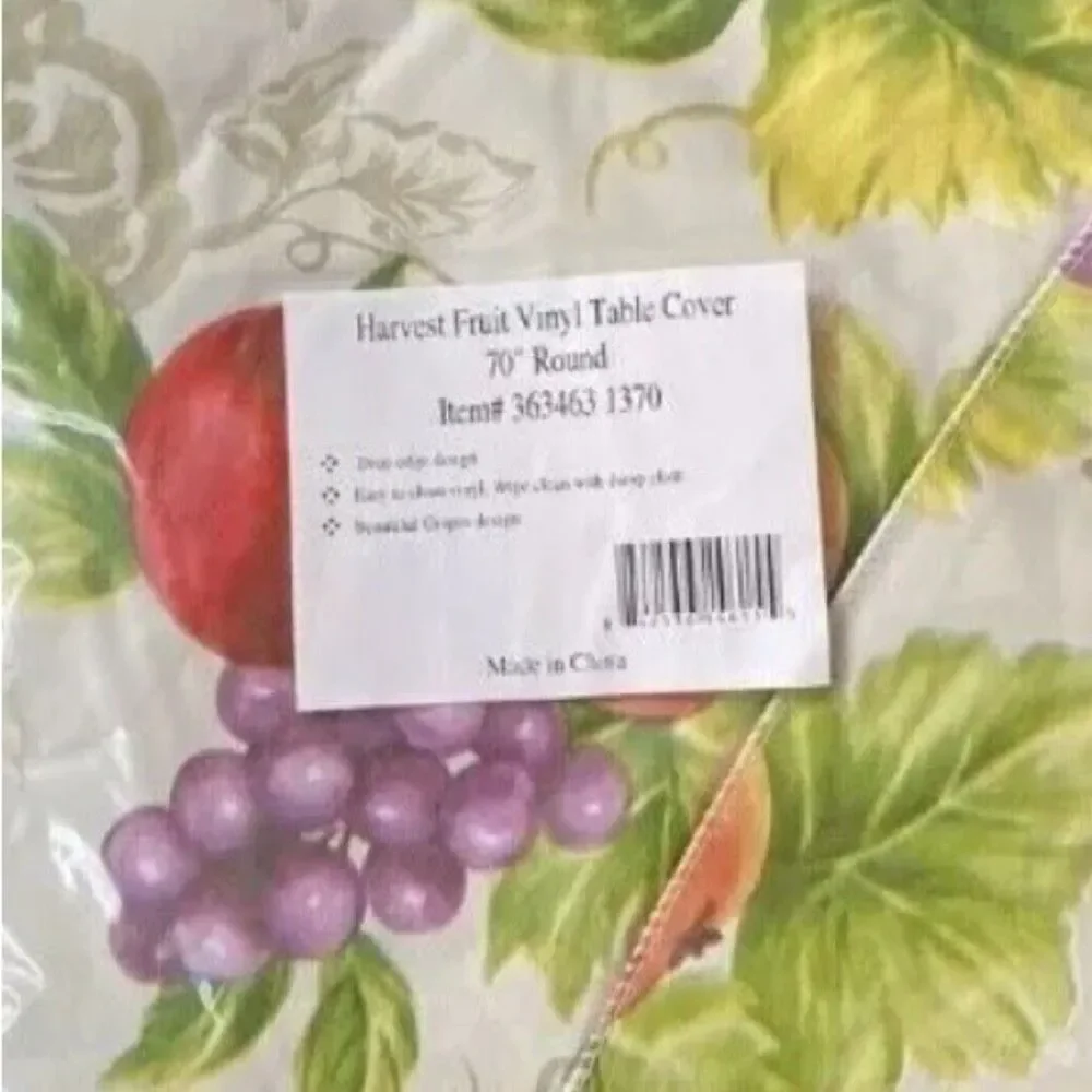 Harvest Fruit Vinyl Table Cover Apple Grapes Pears Wipes Clean 70
